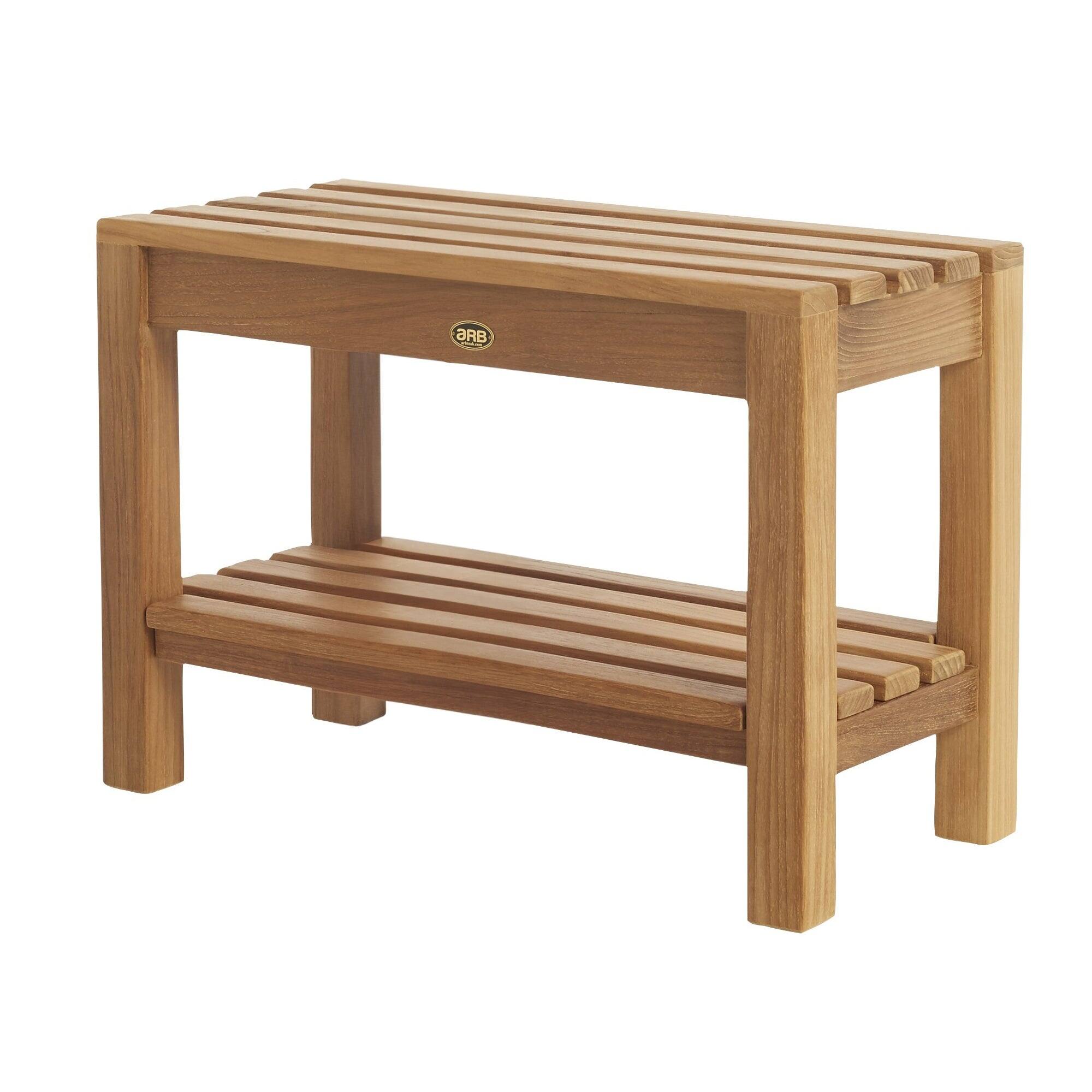 Teak Shower Bench Coach 30" (75 cm) with shelf Bed Bath & Beyond
